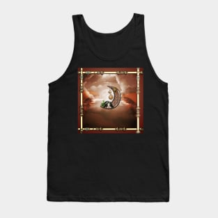 Steampunk moon with little puppy clocks and gears Tank Top